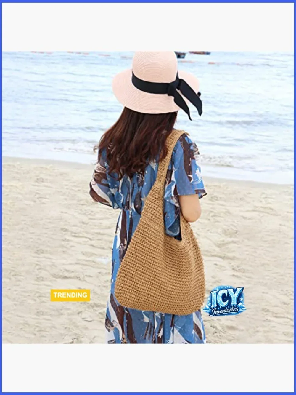 Natural Straw Rattan Basket Weave Hobo Tote Beach Handbag
